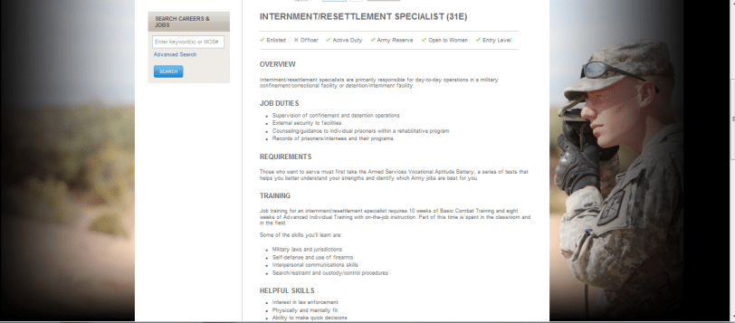 Internment and Resettlement Specialists Job description
