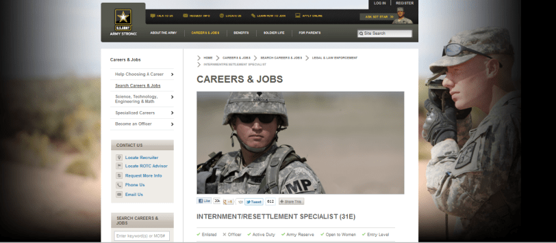 Internment Resettlement Specialist employment ad