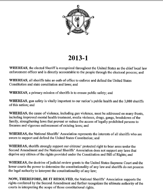 National Sheriffs Assoc statement on 2nd Amendment