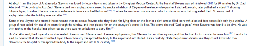 Wiki article on death of Ambassador Stevens