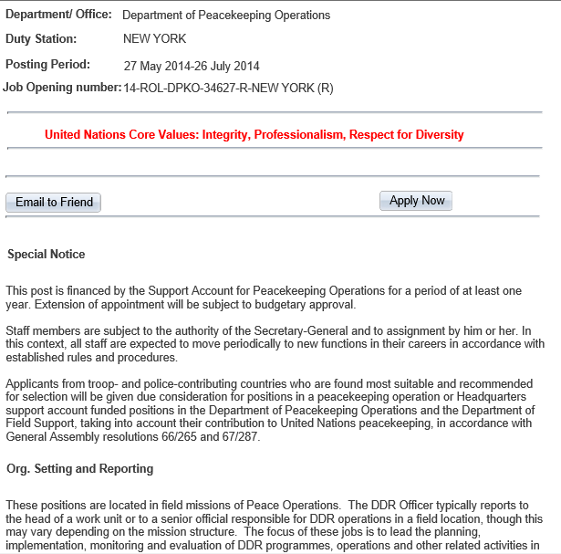 peacekeeping services for UN in NY