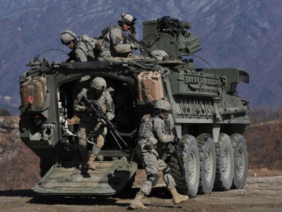 Stryker troop transport vehicle